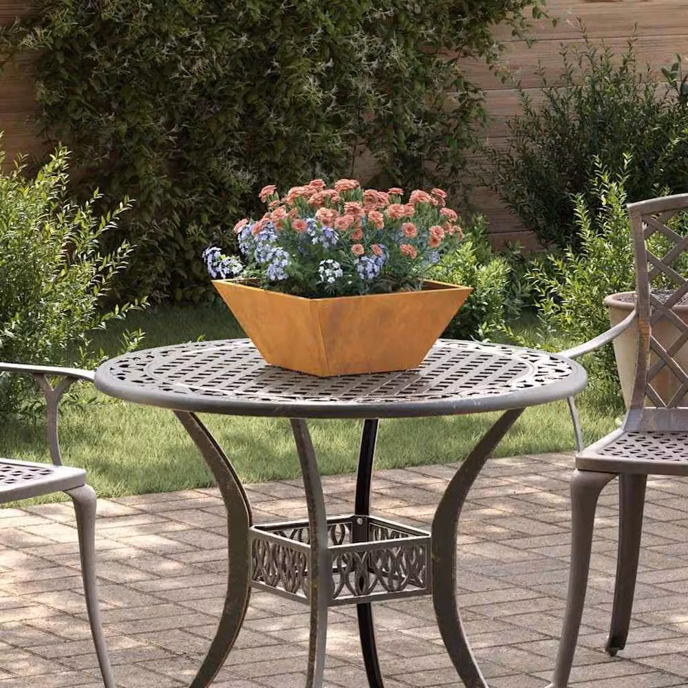 Berkfield Home Garden Bowl Planter in Grey Weathering Steel, W/D/H: 35 x 35 x 15 cm – 1