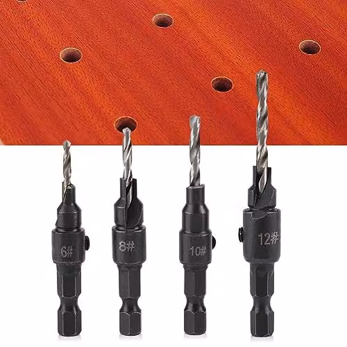 Lumberjack Quick Change 1/4" Hex Shank Adjustable Countersink Drill Bit Set, Black, HSS Stainless Steel – 2