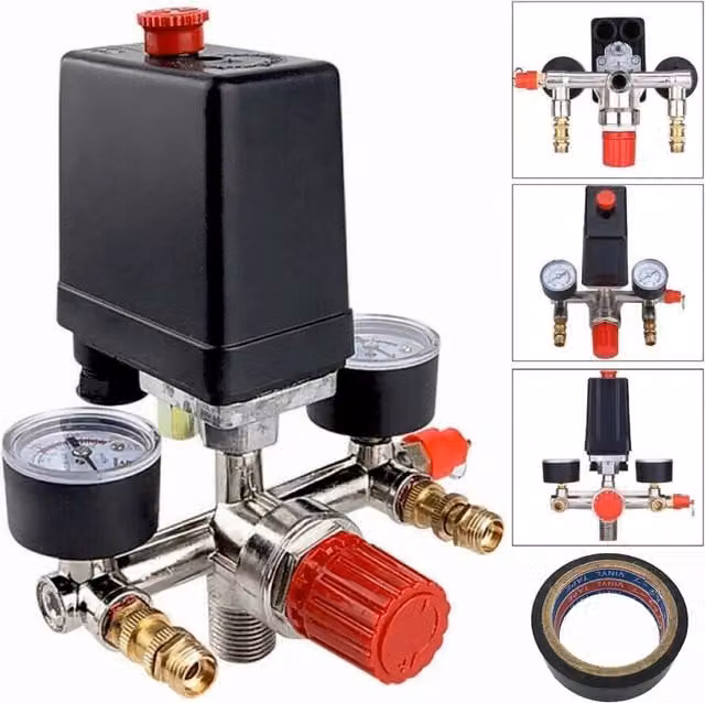 Ventryn Compressor Control with Pressure Switch and Air Valve Regulator, Black