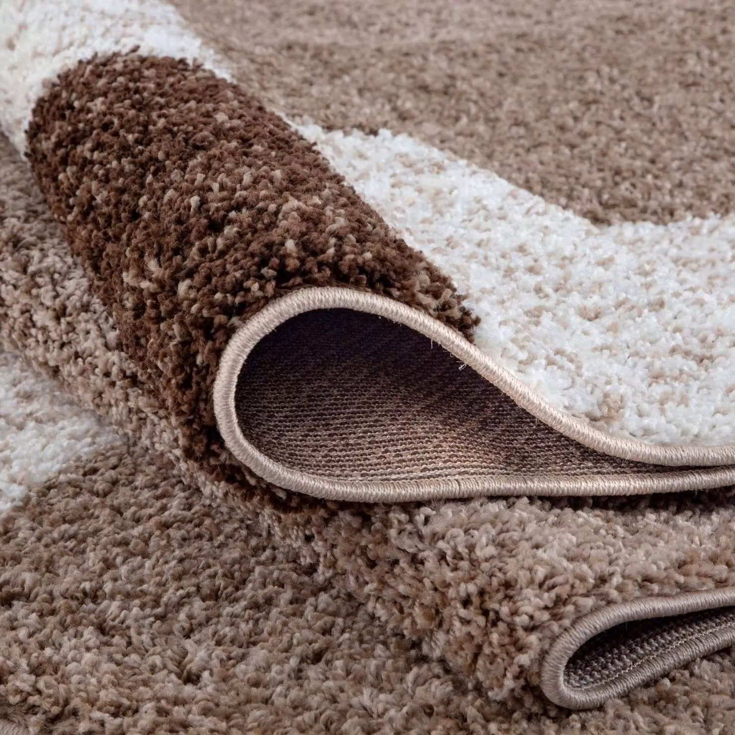 THE RUGS Soft Check High Pile Shaggy Rug, Brown, W: 200 cm, D: 290 cm – 3