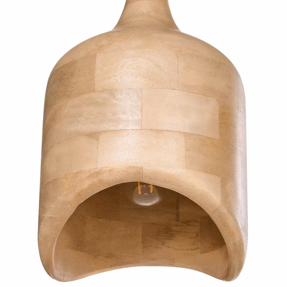 Wyld and Coco Brown Mango Wood Suspended Dome Pendant Lamp – 2