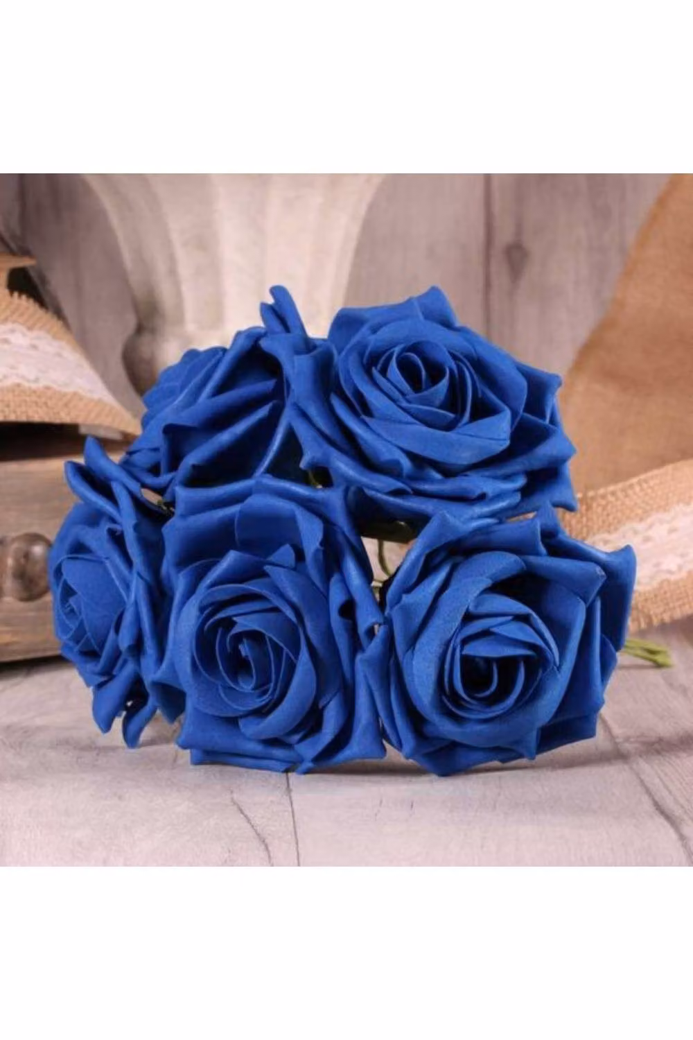 KDMD 2 Pack of Royal Blue Foam Open Tea Roses for Wedding Decor – 2