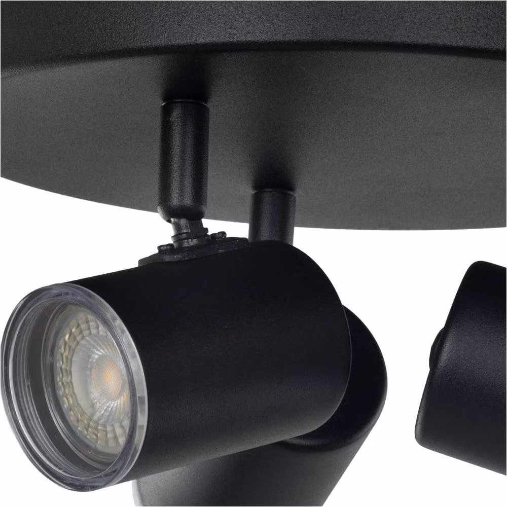 Loops Modern Triple Round Black Ceiling Spotlight with GU10 IP44 Bathroom Lighting – 4