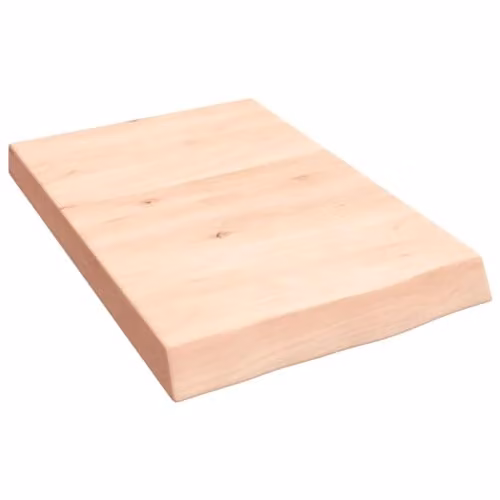 vidaXL Wall Shelf in Untreated Solid Oak Wood, Brown, W: 40 cm, H: 60 cm, D: 2-6 cm