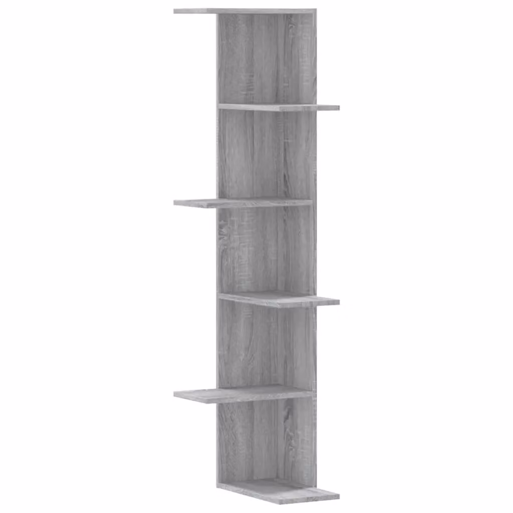 Berkfield Home Grey Sonoma Wall Mounted Corner Shelf, H 140 x W 36.5 x D 36.5 cm – 2