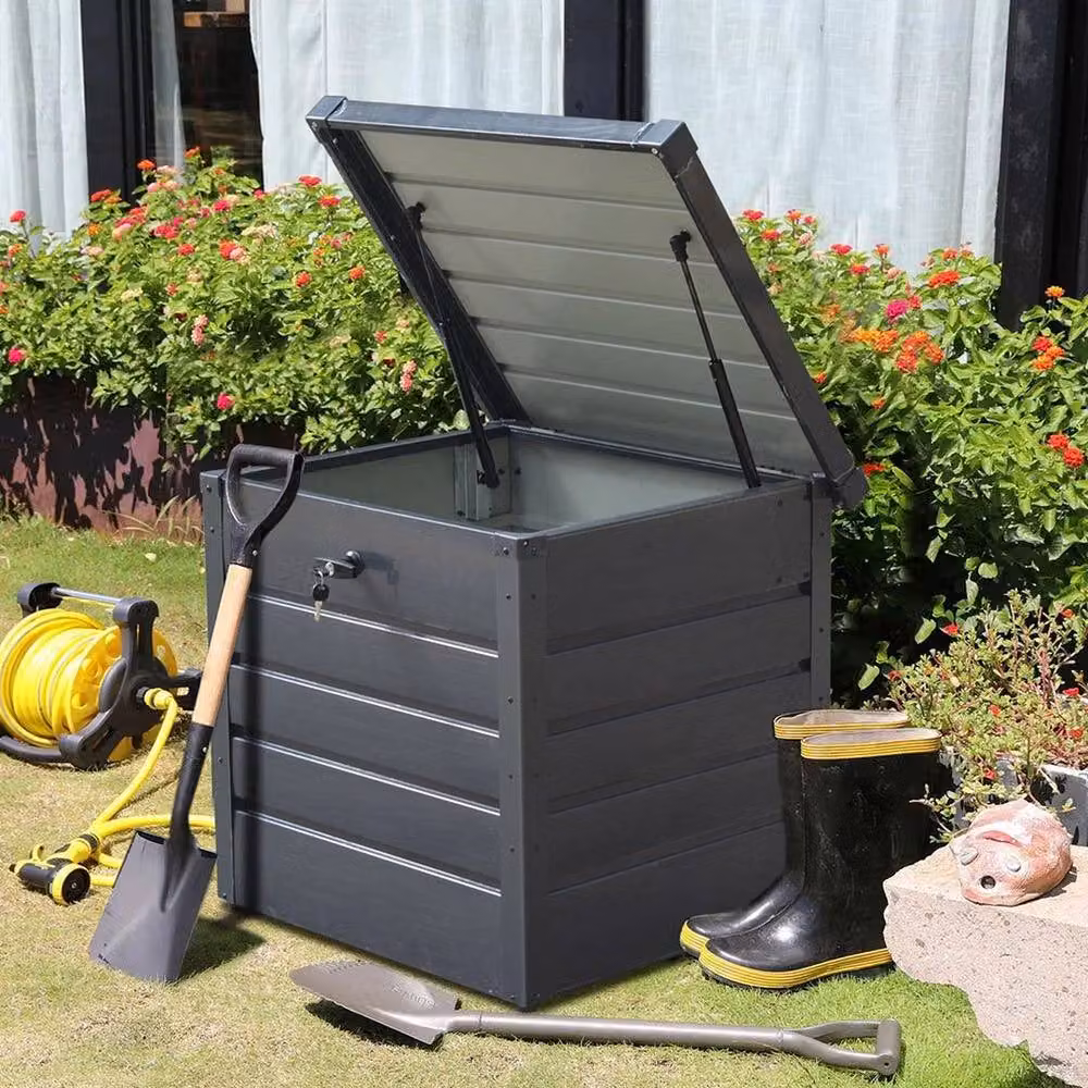 Kelvenix Grey Galvanised Steel Outdoor Garden Tool Storage Box 200L – 5
