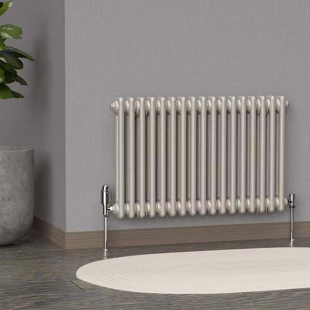 Lux Heat Horizontal 2 Column Steel Radiator in Grey, W: 78.5 cm, H: 50 cm