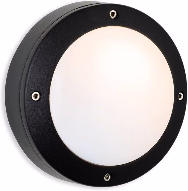 Netlighting Nova Wall Light in Black with White Polycarbonate Diffuser IP44