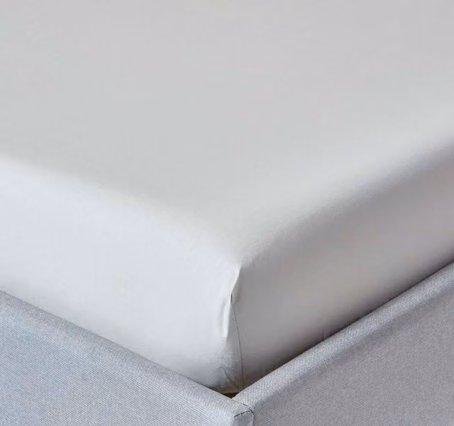 Homescapes 200 Thread Count Egyptian Cotton Percale Fitted Sheet, Silver, 200 x 200 cm