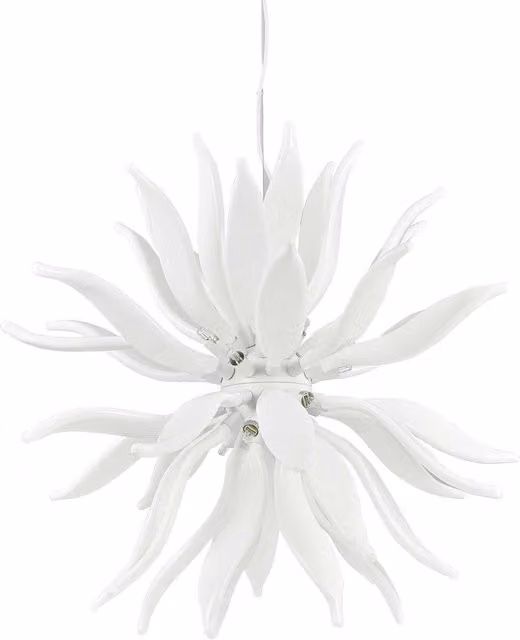 Ideal Lux Leaves 12 Light Ceiling Pendant in White with Glass Shade