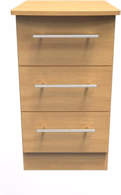 Carlton 3 Drawer Bedside Cabinet in Natural Brown – 1