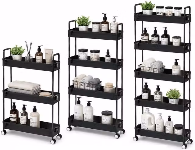 Hygrad White Metal Storage Trolley with 4 Tiers and 93 cm Height