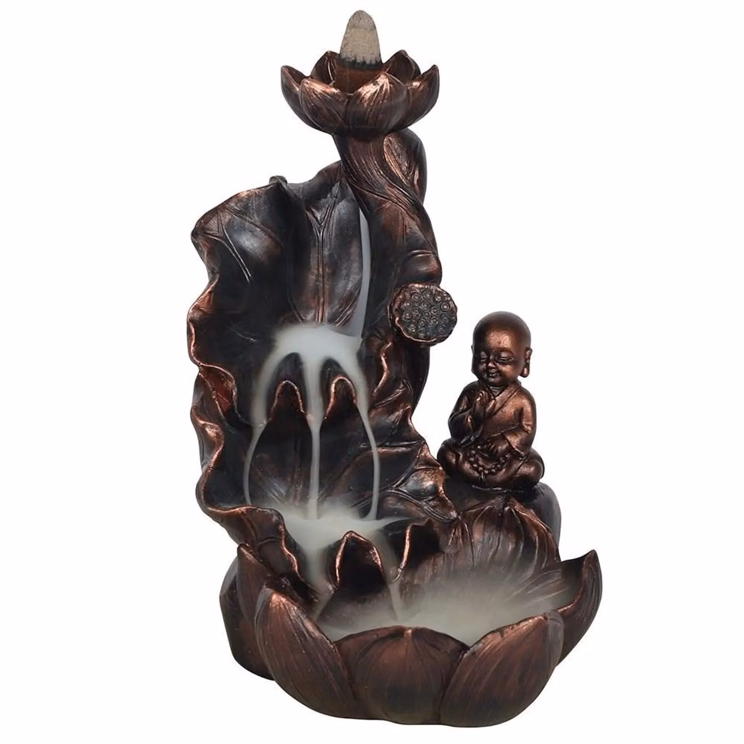 Something Different Buddha Backflow Incense Burner in Brown and Bronze, H 17.0 cm x W 14.0 cm x D 12.0 cm – 2