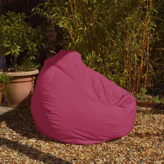 rucomfy Large Water Resistant Indoor or Outdoor Beanbag Chair in Cerise Pink – 1