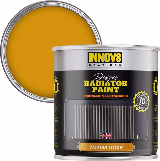 Innov8 Coatings Designer Radiator Paint, Yellow, Satin Finish, 0.75 l