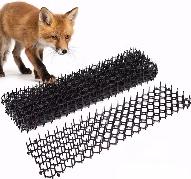 GEEZY 6 Piece Grey Plastic Animal Repellent Mats for Garden Anti-Cat Spikes
