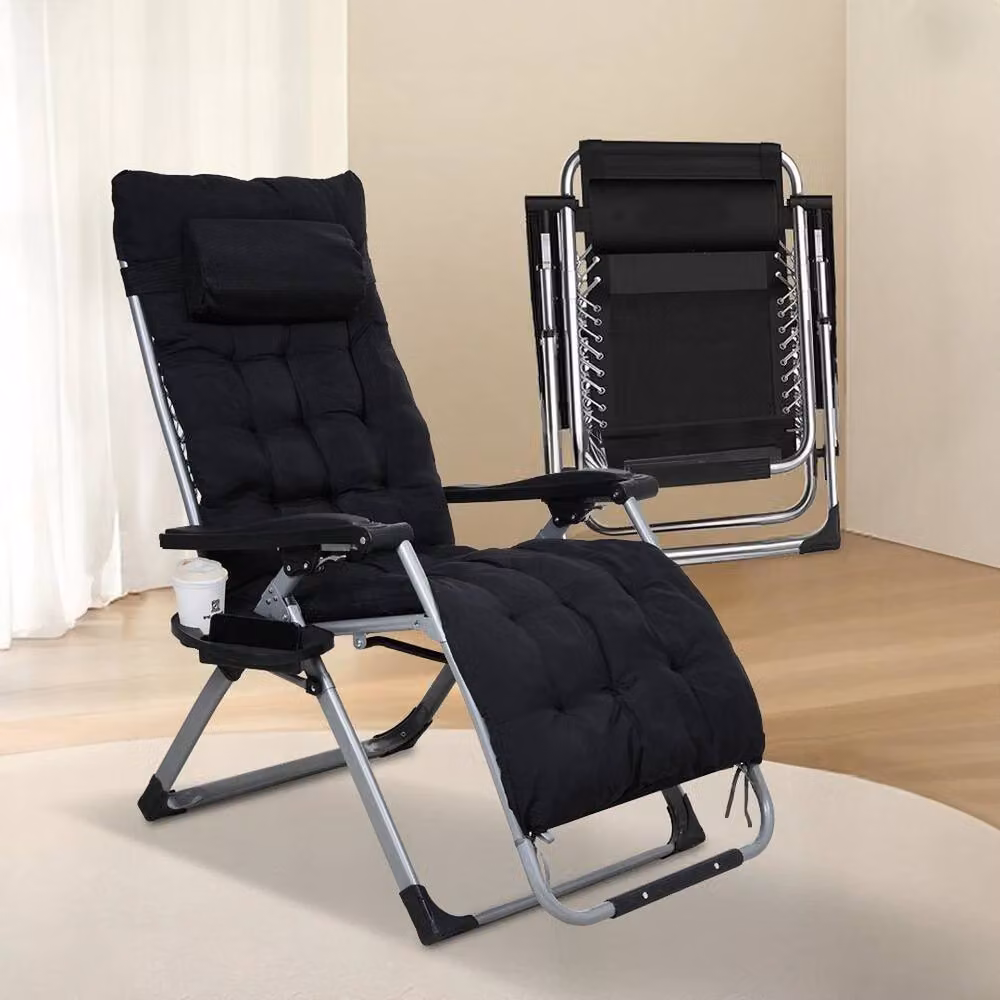 Kelvenix Black Adjustable Garden Sun Chair with Cushion and Adjustable Headrest – 5