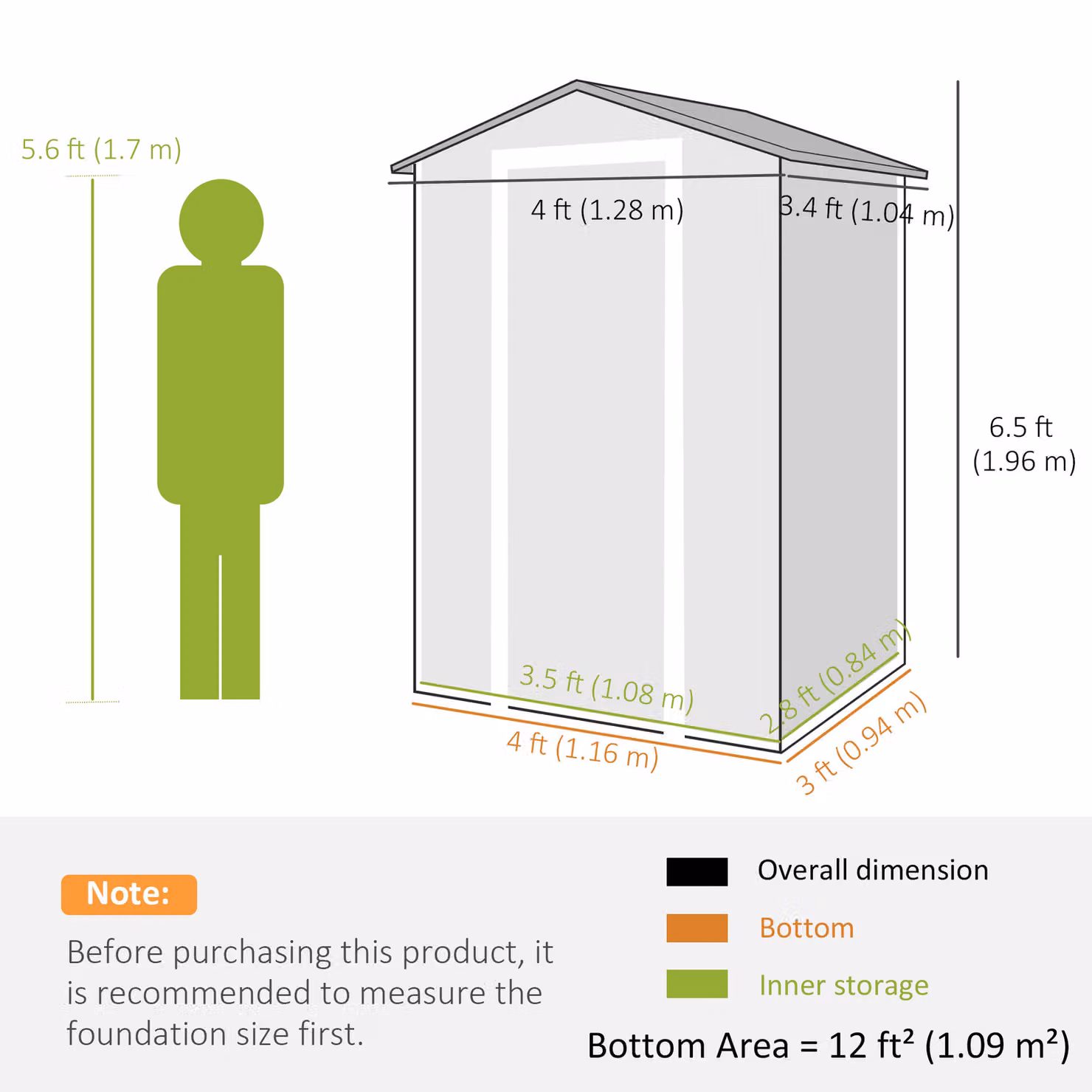 Outsunny Plastic Garden Storage Shed with Floor, Window and Vent, Light Grey, W/D/H: 121.92 x 94.0 x 196.0 cm – 3
