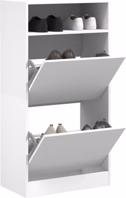 Berkfield Home Modern White Shoe Cabinet with Tilting Compartments and Drawers, W/D/H: 60 x 34 x 116 cm – 1