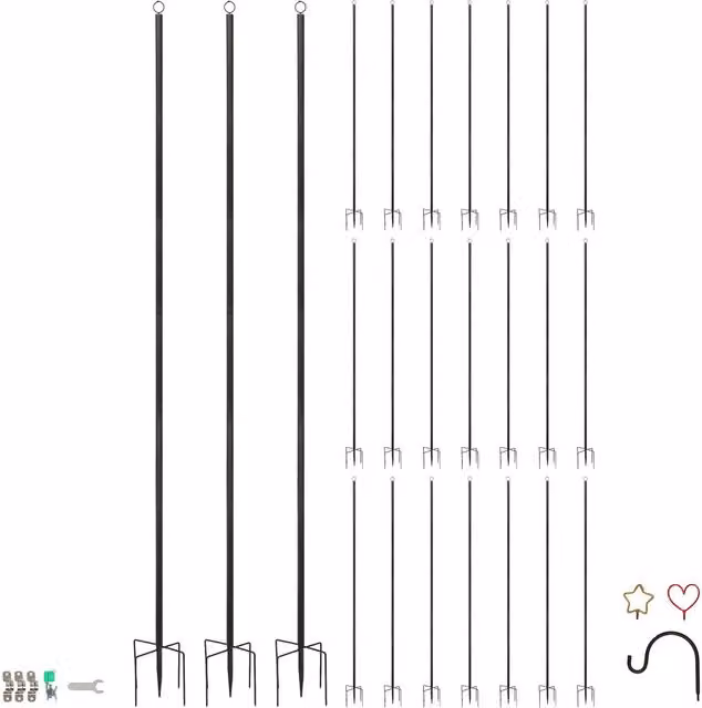 Harbour Housewares Black Metal Outdoor Wall Festoon Pole