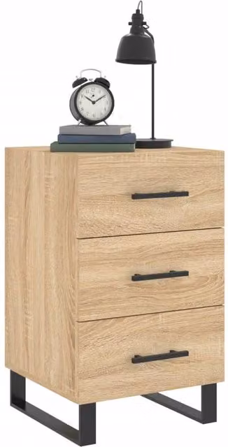 Berkfield Home Modern Bedside Cabinet in Sonoma Oak, Light Tan, W/D/H: 40 x 40 x 66 cm