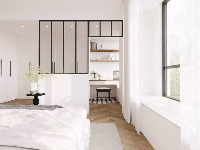 Vente-unique Studio-Style Glass Panel in Powder Coated Aluminium, Black, W: 120 cm, H: 130 cm