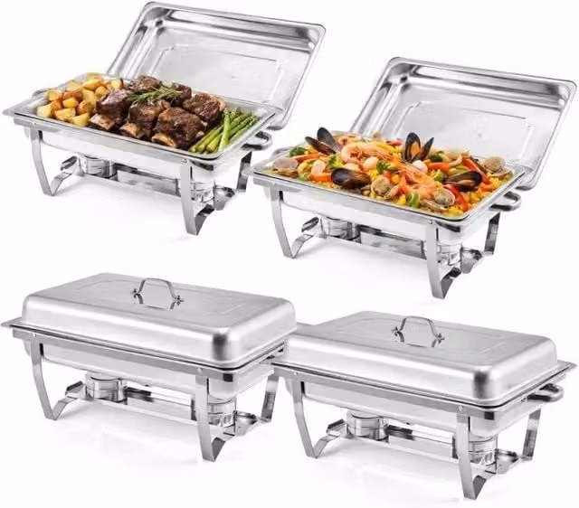 VOGREX Stainless Steel Chafing Dish Buffet Set, Silver, 8QT – 1
