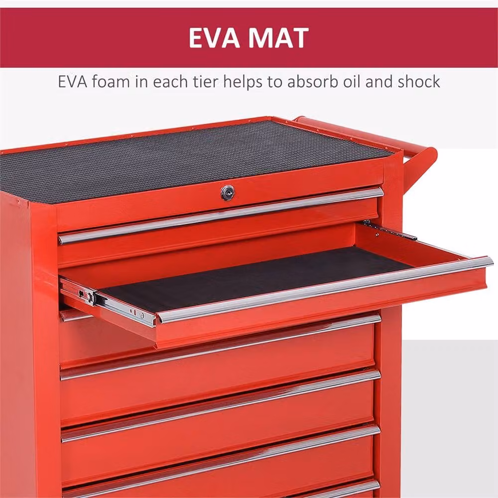 NESTLUNE Red Roller Tool Cabinet with 7 Drawers, W: 100 cm, D: 15 cm, H: 15 cm – 4