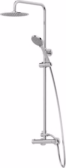 KORVIXA Chrome Thermostatic Shower Mixer Set with Overhead Rain Shower and Hand Shower in Silver – 1