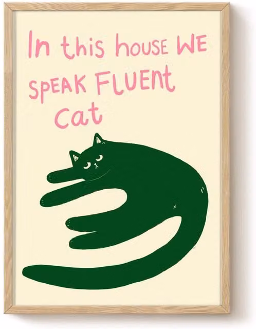 The Paper Tail Fluent Cat Print Multicolour Paper Poster, W: 21.0 cm, H: 29.7 cm