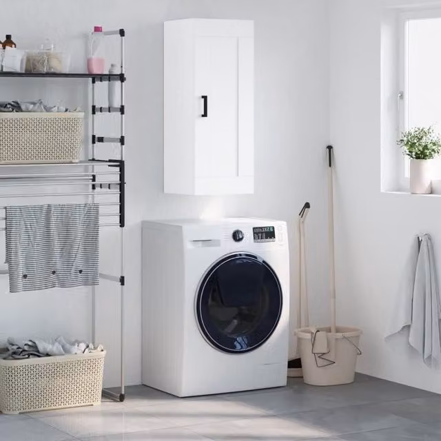 Berkfield Home Wall Mounted Cabinet in White, W/D/H: 34.5 x 34 x 90 cm – 1