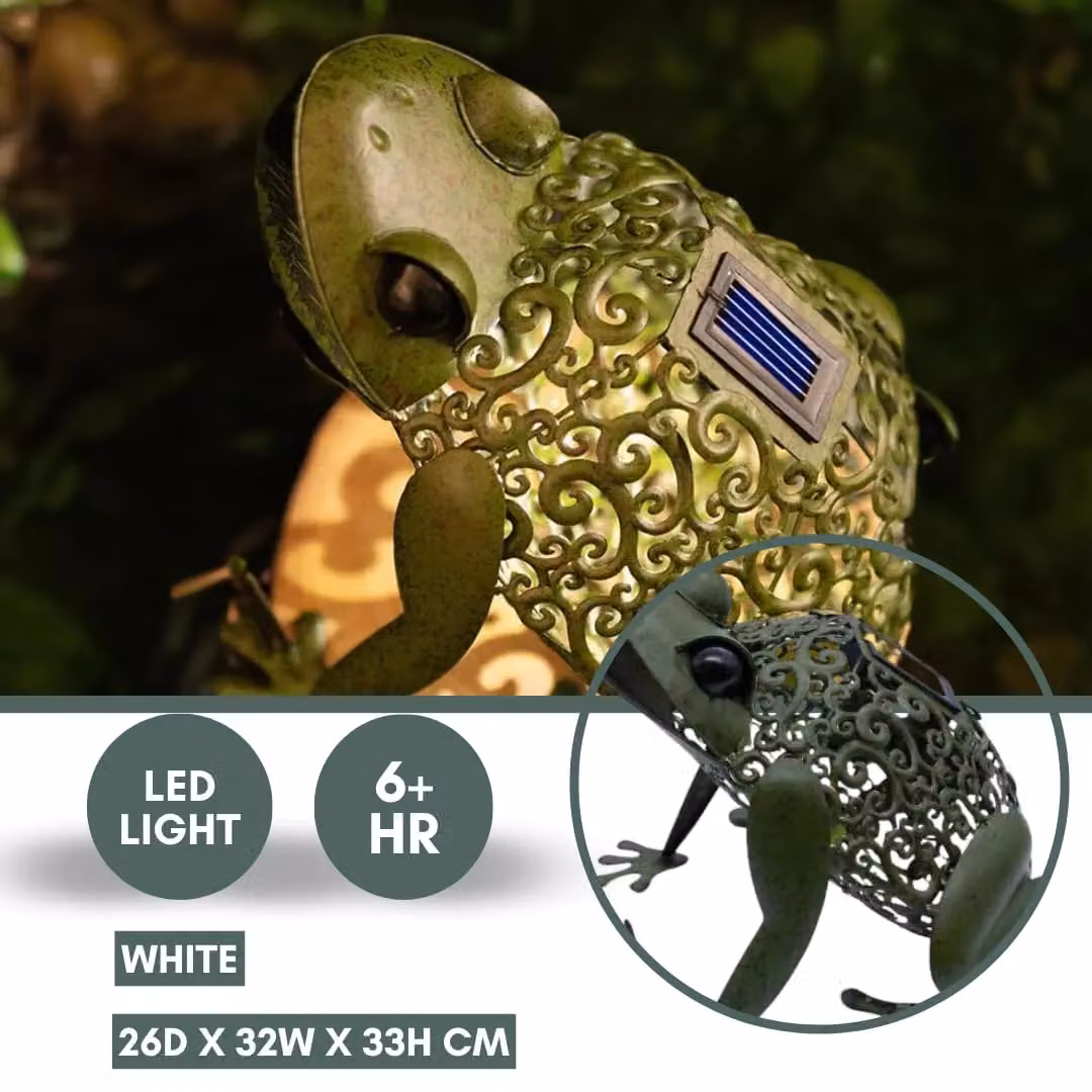Marco Paul Solar Silhouette Frog Garden Ornament in Green – 4