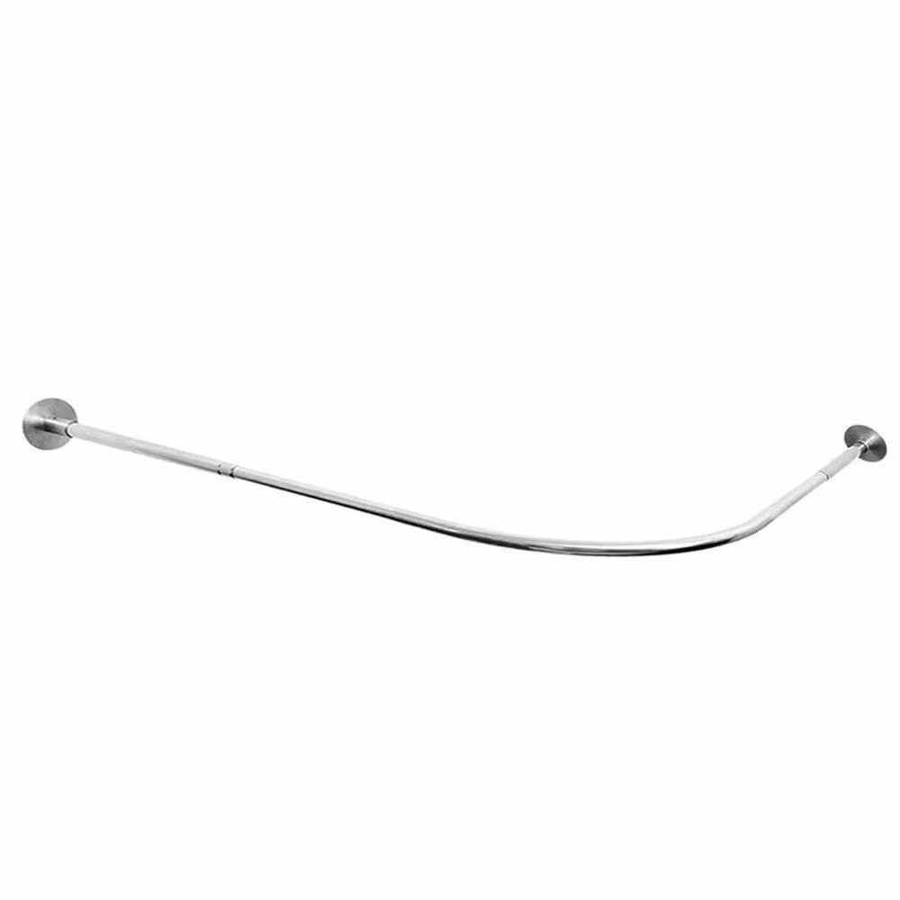 SPETLEK L-Shape Adjustable Corner Shower Curtain Rail Pole in Silver, W: 100 cm, D: 52 cm – 2
