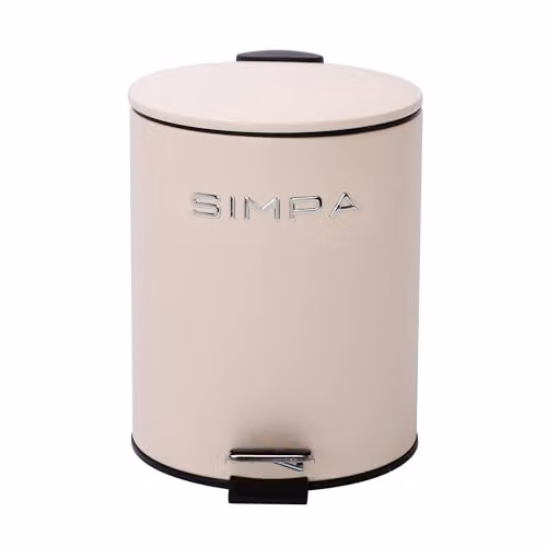 Simpa 5L Slim Soft-Closing Pedal Dustbin in Cream/Beige