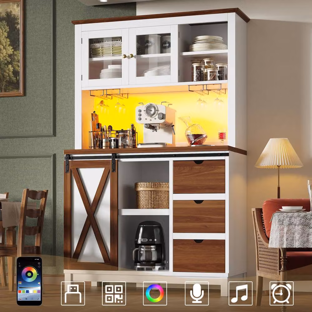 ModernLuxe Modern Kitchen Tall Cupboard with LED Lighting, White, W/D/H: 104 x 40 x 180 cm – 2