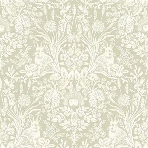 Rasch Harlen Sage Wallpaper Roll in Green and Pink with Botanical and Animal Patterns – 1