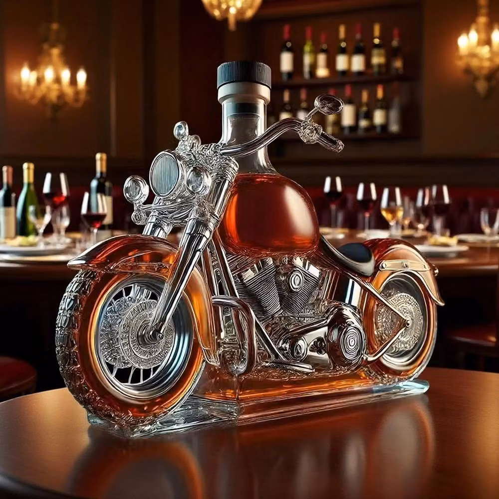NESTLUNE Motorcycle Whiskey Decanter in Clear Glass – 5