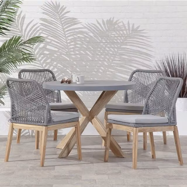 Suntime Seville 4 Seat Dining Collection in Grey Acacia Wood and Concrete Style