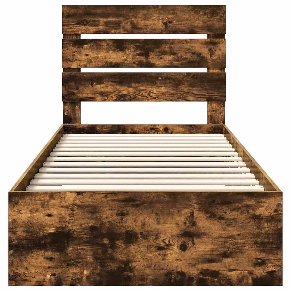 Berkfield Home Modern Bed Frame with Drawer in Smoked Oak Brown, W/D/H: 90 x 190 cm – 3