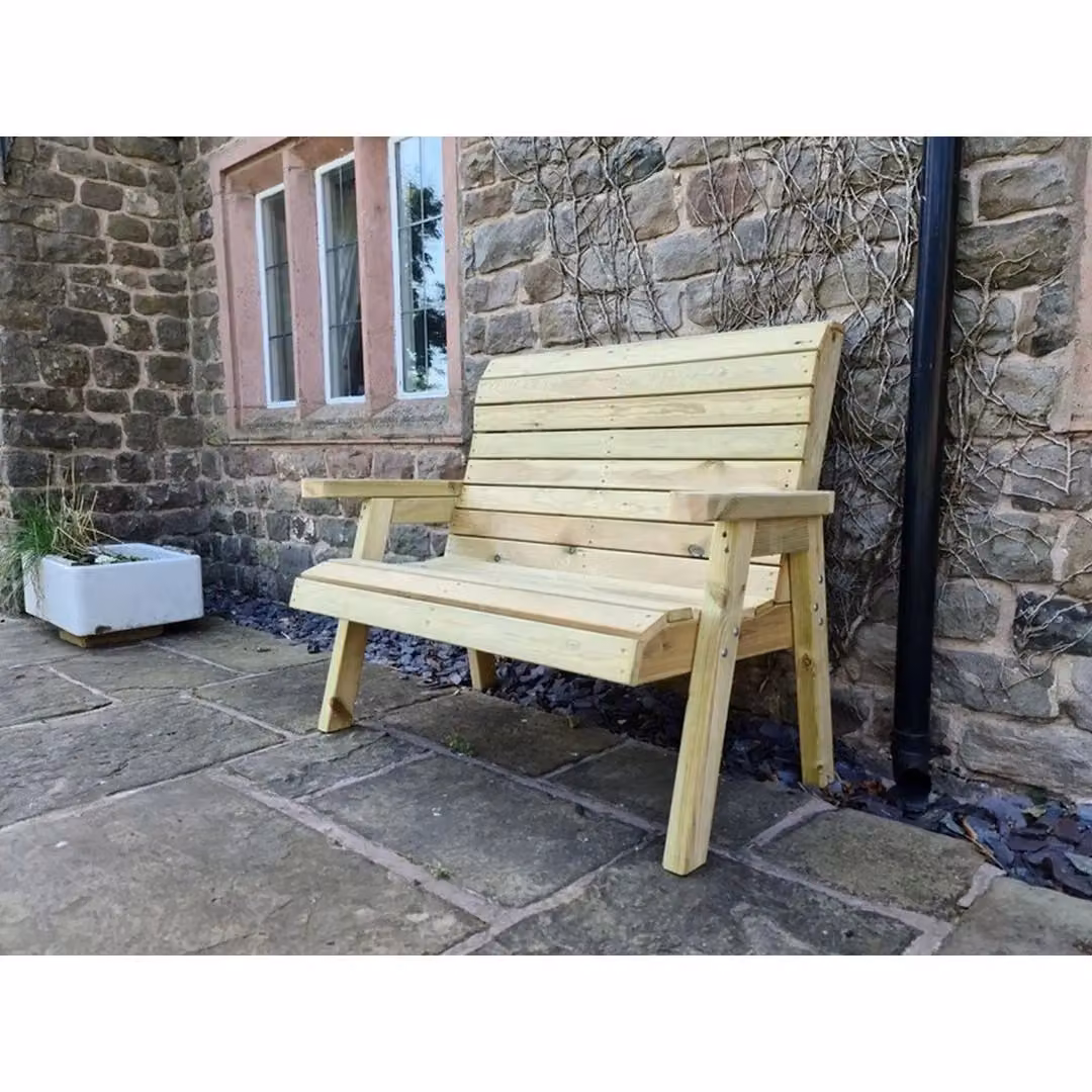 Churnet Valley Garden Furniture Ltd Clover 2 Seat Bench in Brown Swedish Redwood – 2
