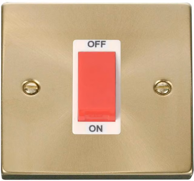 SE HOME White Surface Mount 1 Gang Switch with Brushed Brass Plate