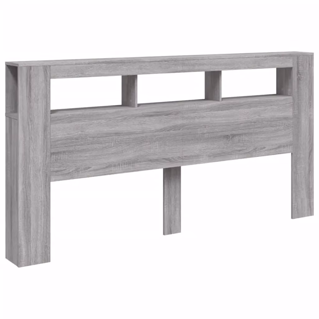 Berkfield Home Grey Sonoma LED Headboard with Integrated Shelf and USB Charging Port, Width: 200 cm – 2