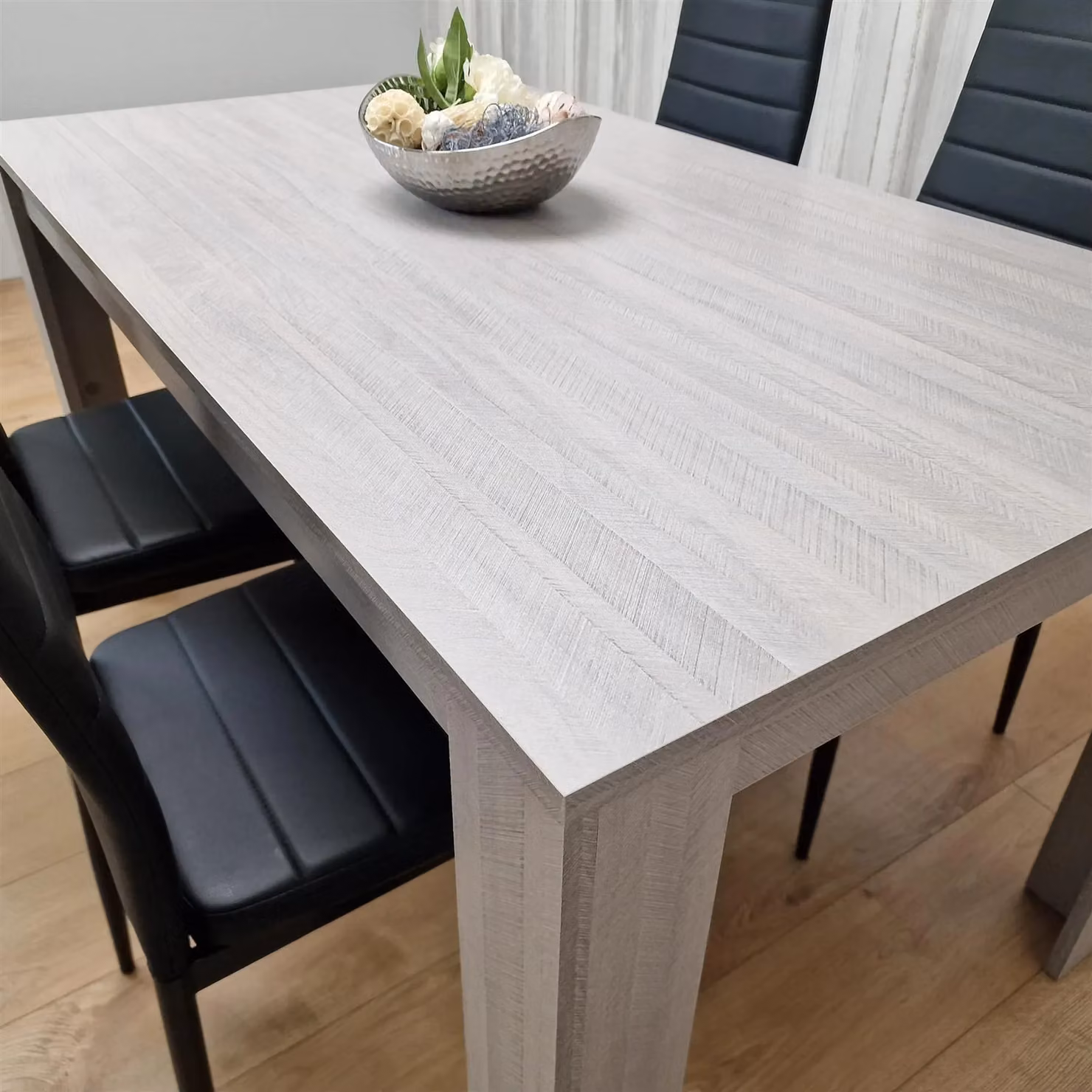 Kosy Koala Modern Rectangular Dining Table Set with 4 Black Chairs in Brown – 3
