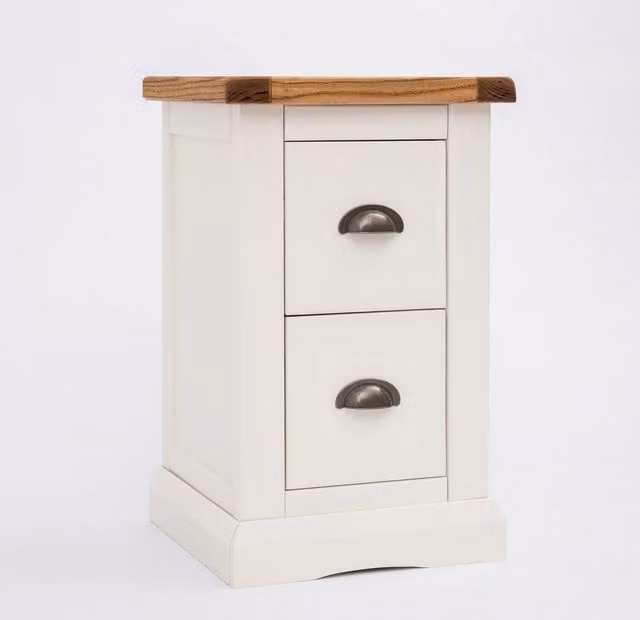 Cabinet Bits Cosenza 2 Drawer Petite Bedside Cabinet in White with Gold Details
