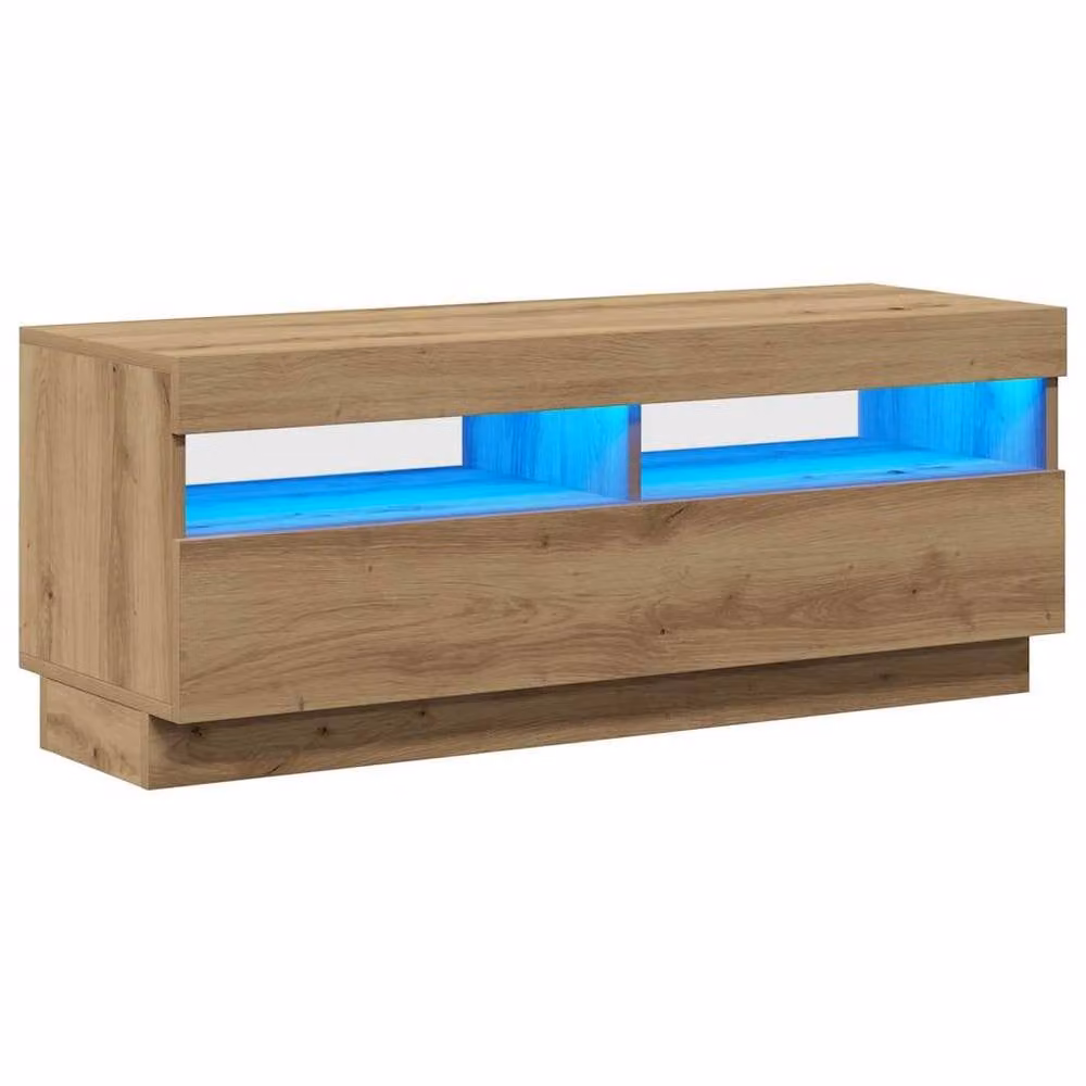 Berkfield Home Modern TV Cabinet with LED Lights in Artisan Oak, W/D/H: 100 x 35 x 40 cm – 2