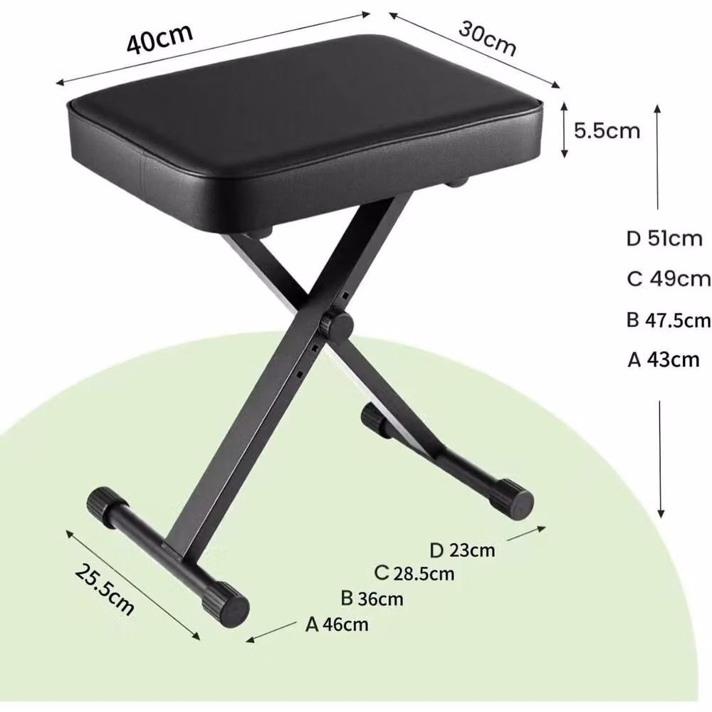 EONLION Height Adjustable Piano Keyboard Stool in Black with Metal Frame and Synthetic Leather Seat, W: 100 cm, D: 40 cm – 2