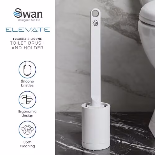 Swan Elevate Flexible Silicone Toilet Brush with Hygienic Holder, White, SWFC2003WHTN – 2