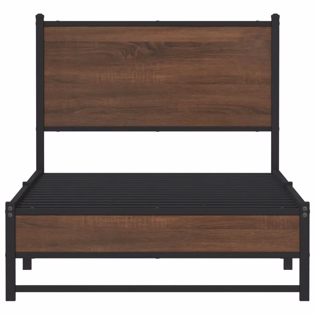 Berkfield Home Metal Bed Frame in Brown Oak, W: 80 cm, L: 200 cm – 3
