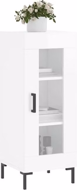 Berkfield Home Modern High Gloss White Sideboard W/D/H: 34.5 x 34 x 90 cm