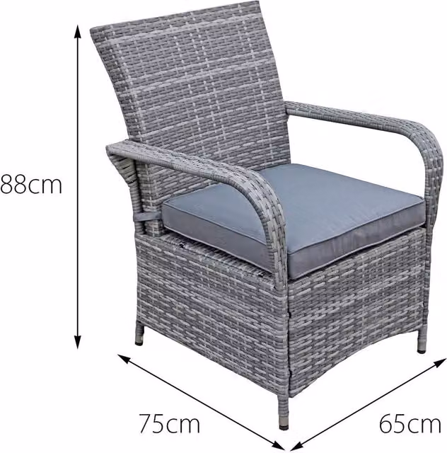 Oseasons Windsor XL 6 Seat Rattan Firepit Dining Set in Mixed Grey
